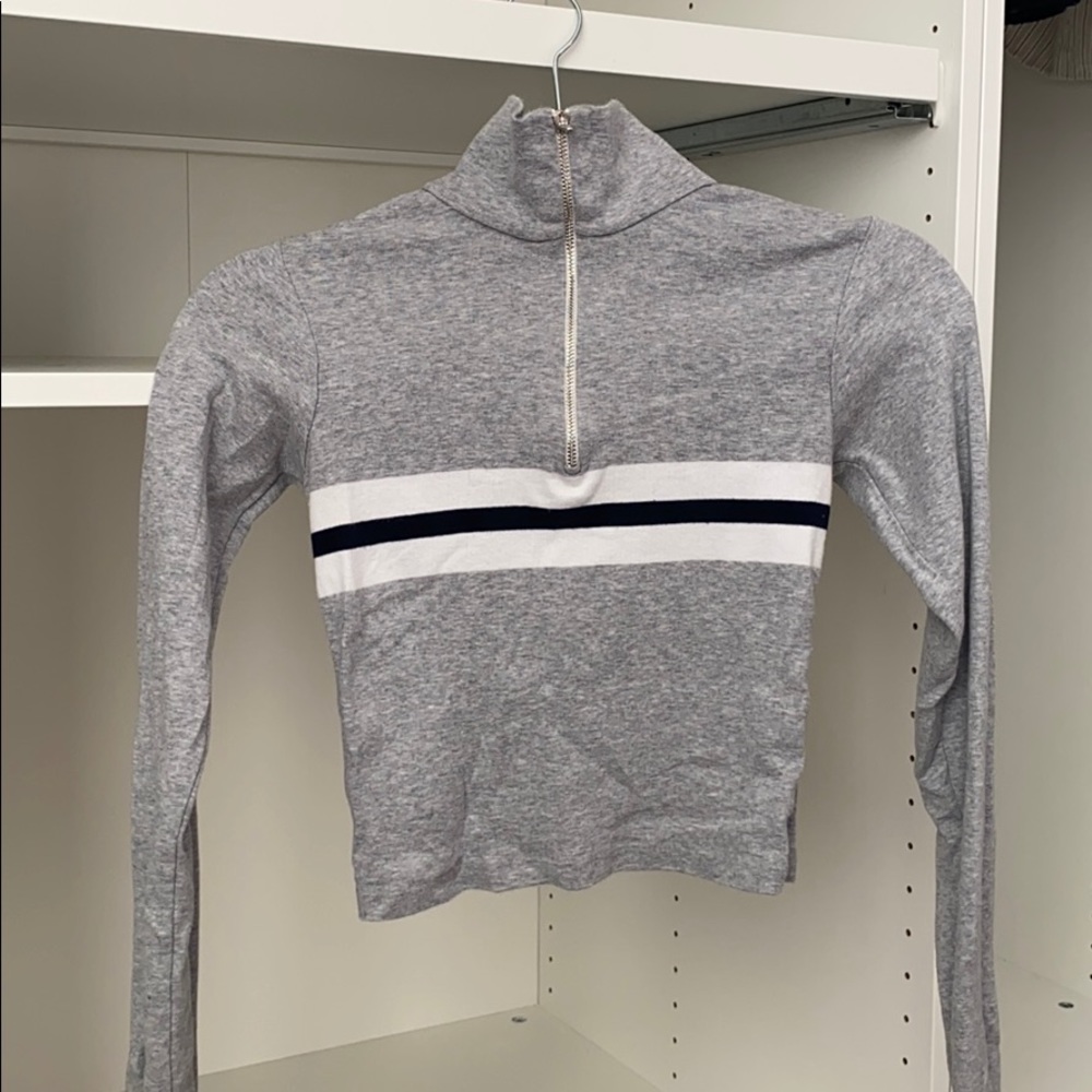 Brandy Melville Grey Quarter-zip Shirt